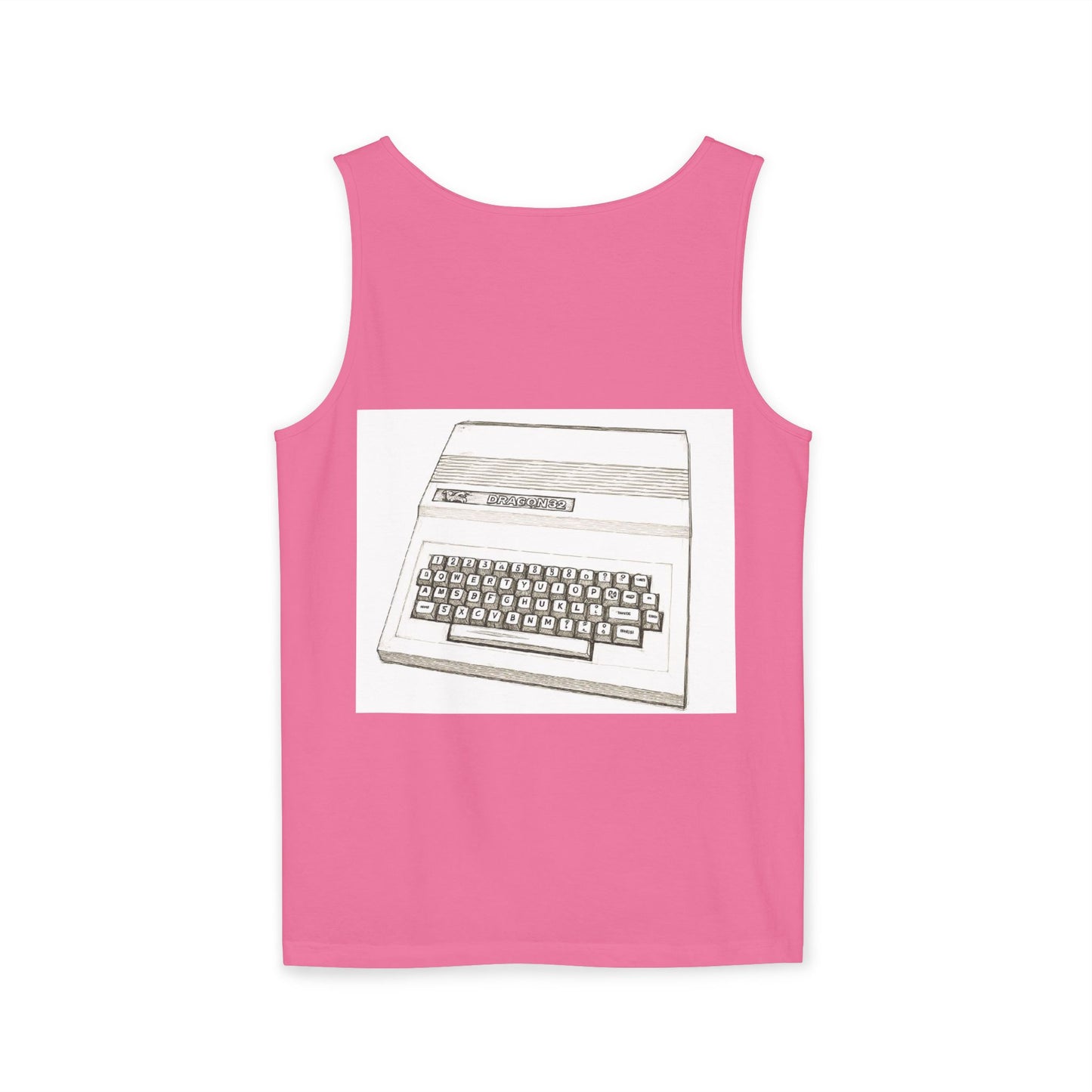 Classic 8 bit home computer inspired Tank Top | Monochrome Art | Unisex Retro Graphic Tee for Tech Lovers, Summer Fashion, Gift for Nerds, Festival Wear, 80s Style