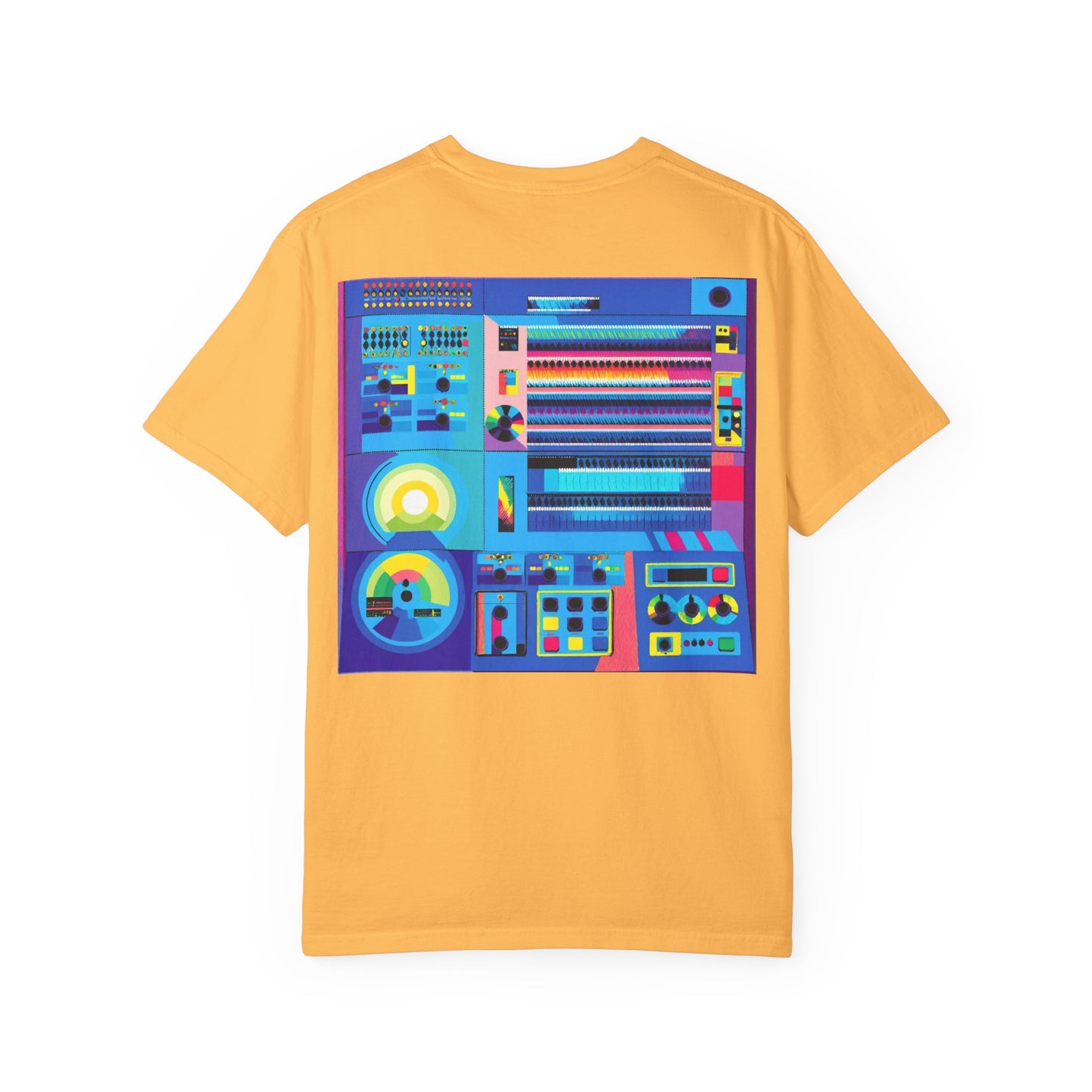 Classic Mainframe Computer T-Shirt with control panel on back - Modern Art Color