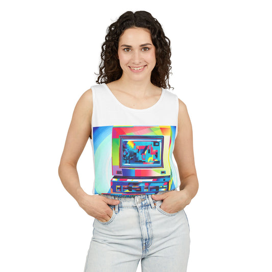 Classic business machine inspired Tank Top | Multi-Color Art | Unisex Retro Graphic Tee for Tech Lovers, Summer Fashion, Gift for Nerds, Festival Wear, 80s Style