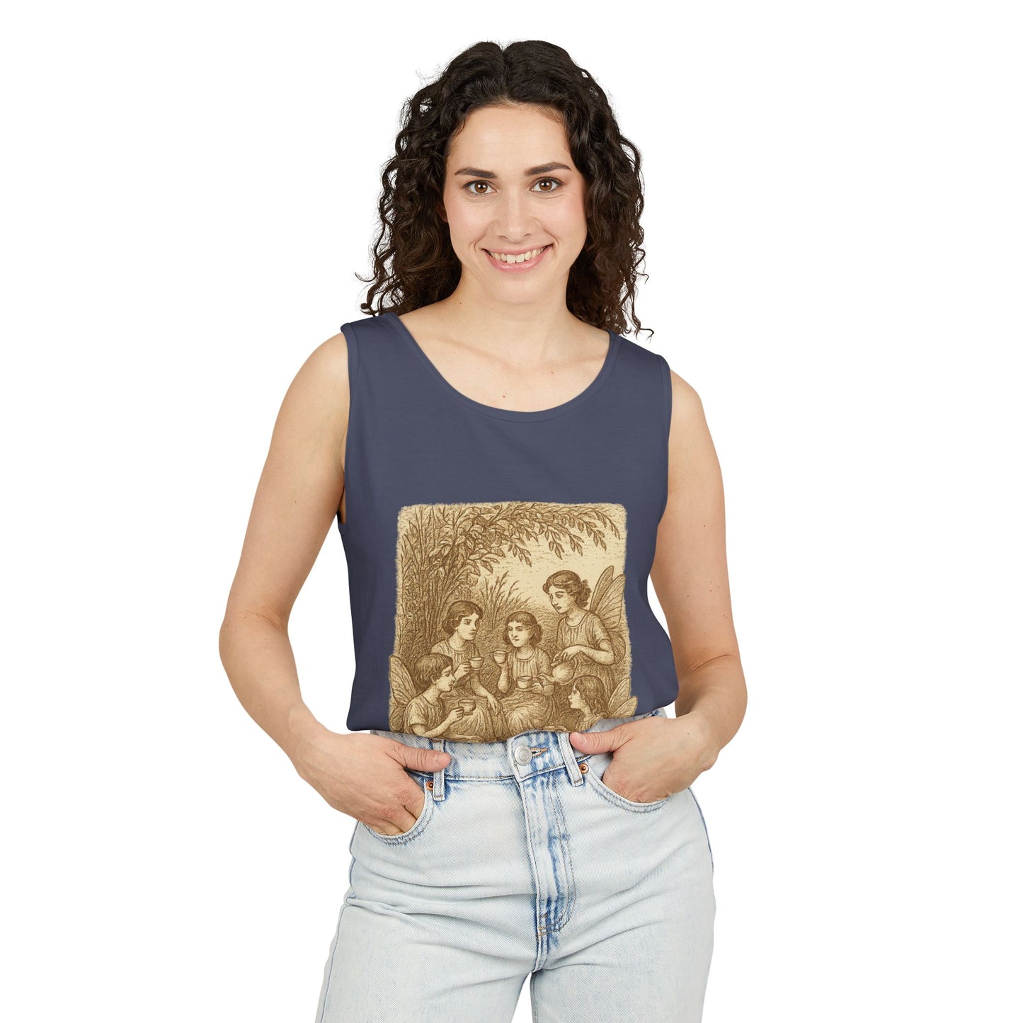 Even Fairies Need Tea Breaks! Tank Top | Harmsworth Art | Unisex Retro Graphic Tee for Tech Lovers, Summer Fashion, Gift for Nerds, Festival Wear, 80s Style