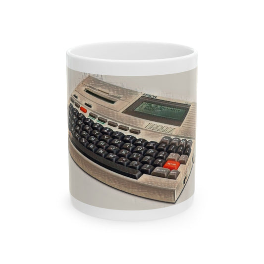 Vintage Computer Ceramic Mug | Classic Laptop Computer Print Art Color Design | Perfect for Tech Lovers