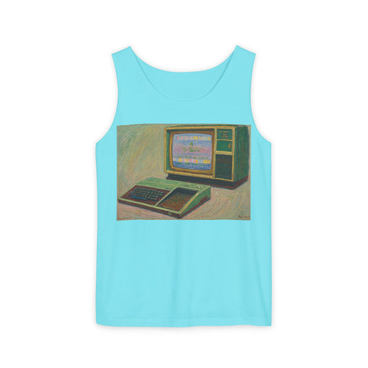 TI-99/4A Home Computer Inspired Tank Top | Oil Art 2 | Unisex Retro Graphic Tee for Tech Lovers, Summer Fashion, Gift for Nerds, Festival Wear, 80s Style