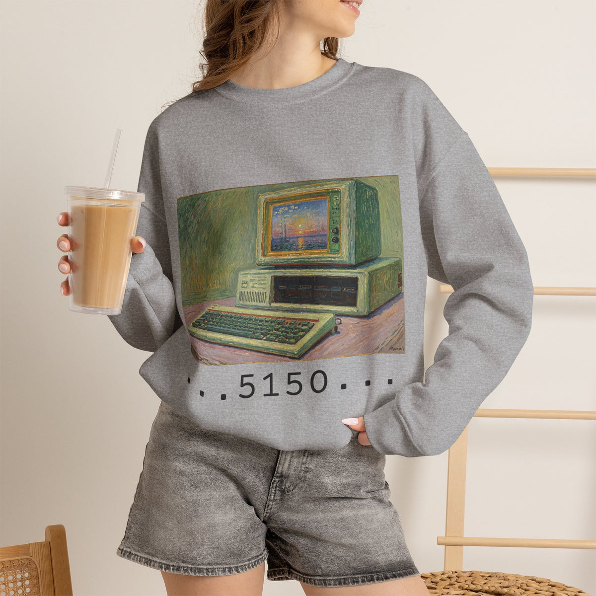 Classic PC Themed Crewneck Sweatshirt - 5150 Vintage PC Graphic