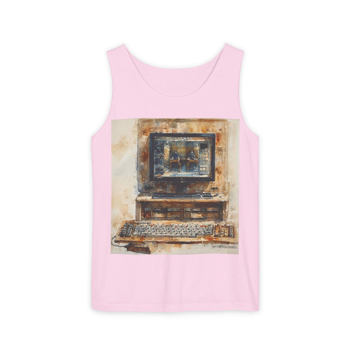 Classic business machine inspired Tank Top | Paint Art | Unisex Retro Graphic Tee for Tech Lovers, Summer Fashion, Gift for Nerds, Festival Wear, 80s Style