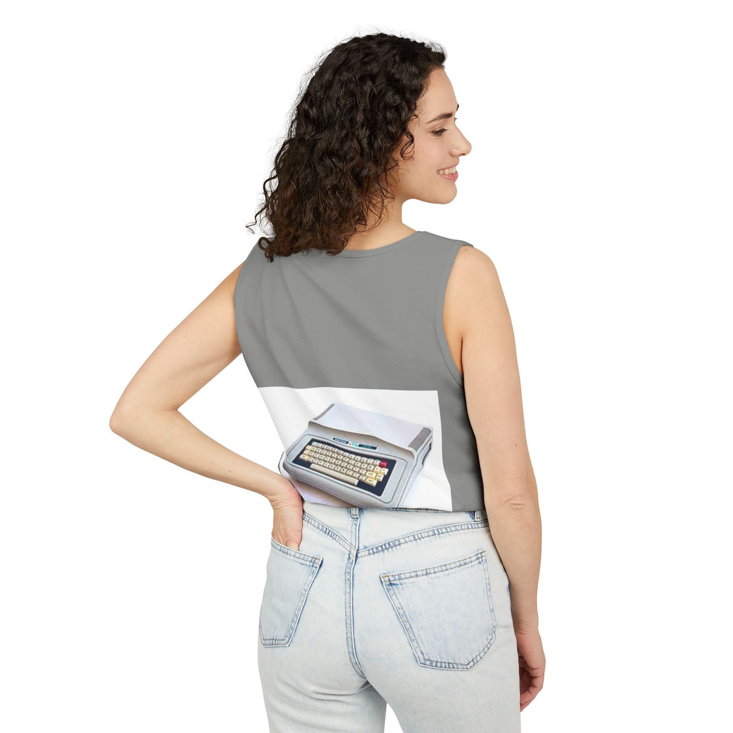 TRS-80 CoCo Themed Tank Top | Monochrome Art | Unisex Retro Graphic Tee for Tech Lovers, Summer Fashion, Gift for Nerds, Festival Wear, 80s Style