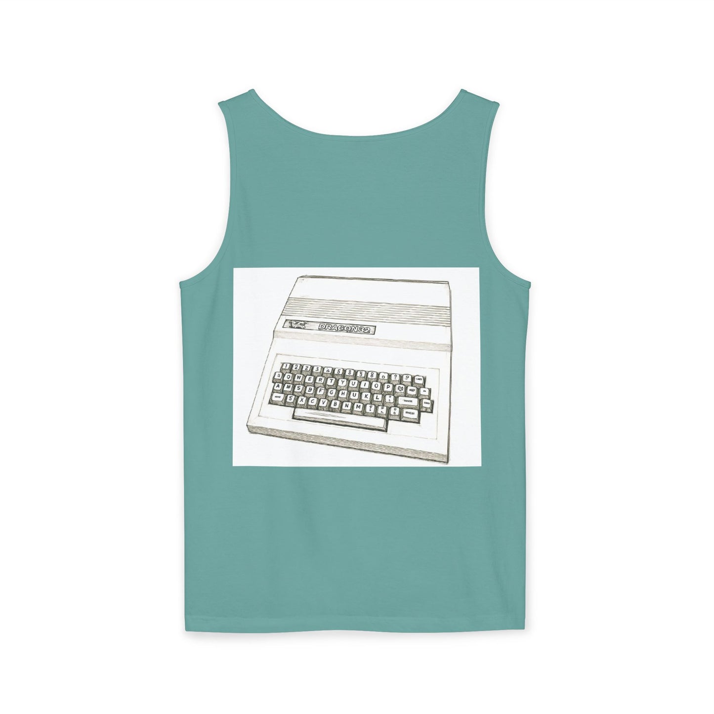 Classic 8 bit home computer inspired Tank Top | Monochrome Art | Unisex Retro Graphic Tee for Tech Lovers, Summer Fashion, Gift for Nerds, Festival Wear, 80s Style