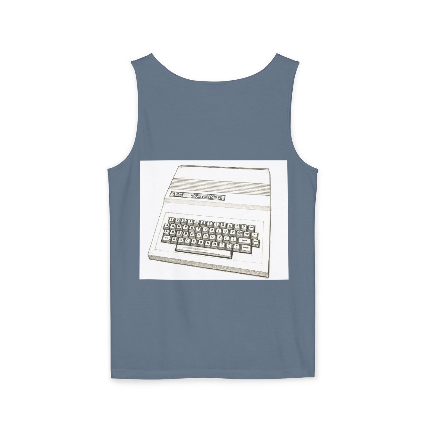 Classic 8 bit home computer inspired Tank Top | Monochrome Art | Unisex Retro Graphic Tee for Tech Lovers, Summer Fashion, Gift for Nerds, Festival Wear, 80s Style