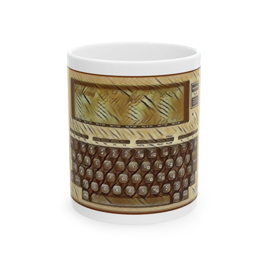 Vintage Computer Ceramic Mug | Classic Laptop Computer Paint Art Monochrome Design | Perfect for Tech Lovers