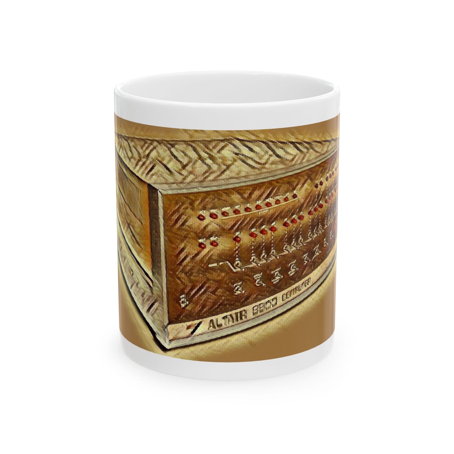 Vintage Computer Ceramic Mug | Classic ALTAIR 8800 Ink Art Sepia Design | Perfect for Tech Lovers