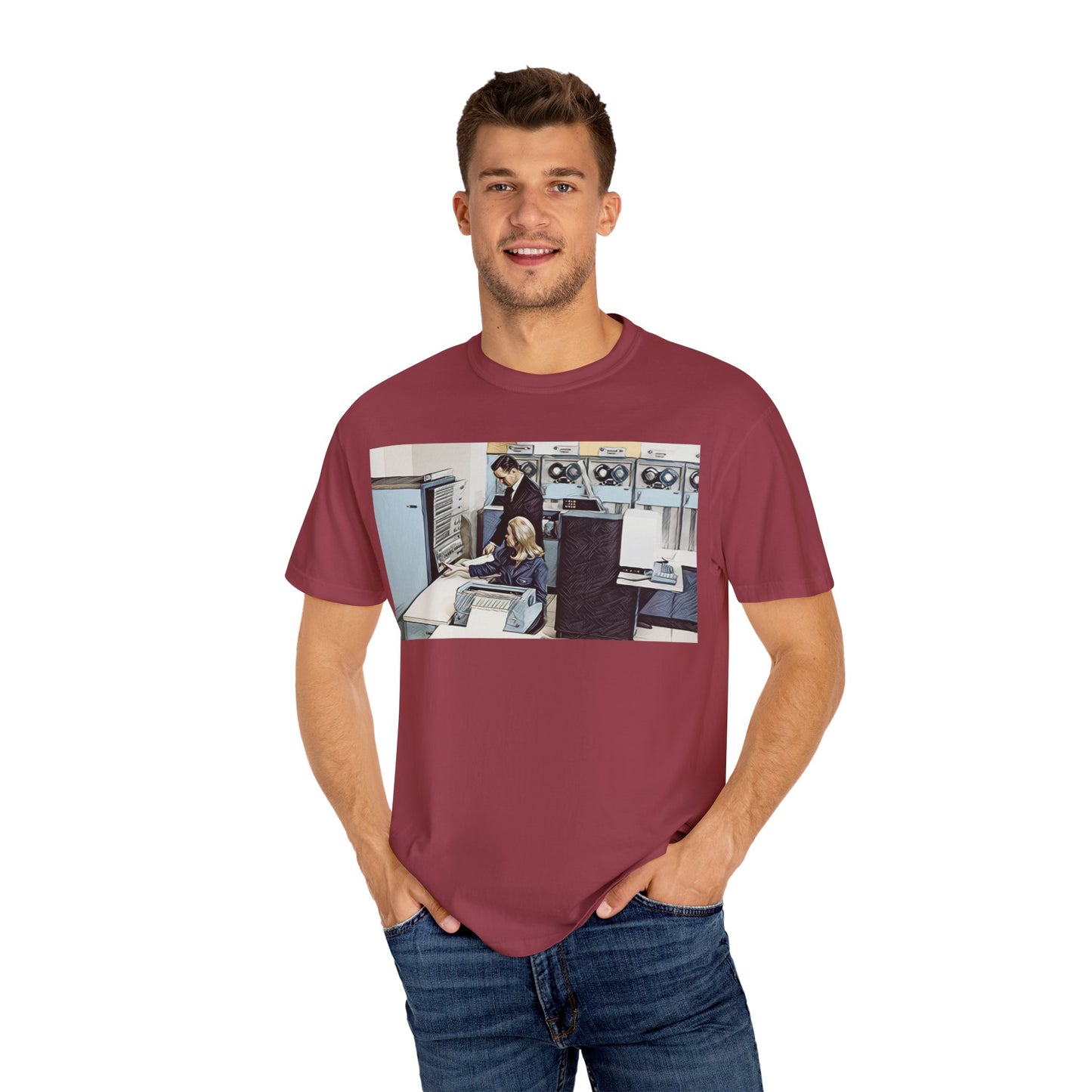 Classic Mainframe T-Shirt with control panel on back - Print Art Color