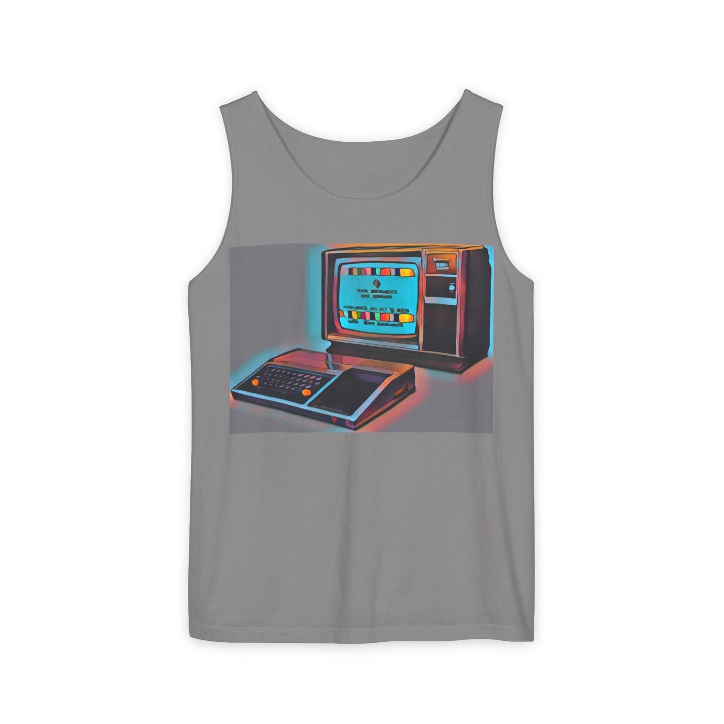 TI-99/4A Computer Inspired Tank Top | Print Art Color | Unisex Retro Graphic Tee for Tech Lovers, Summer Fashion, Gift for Nerds, Festival Wear, 80s Style