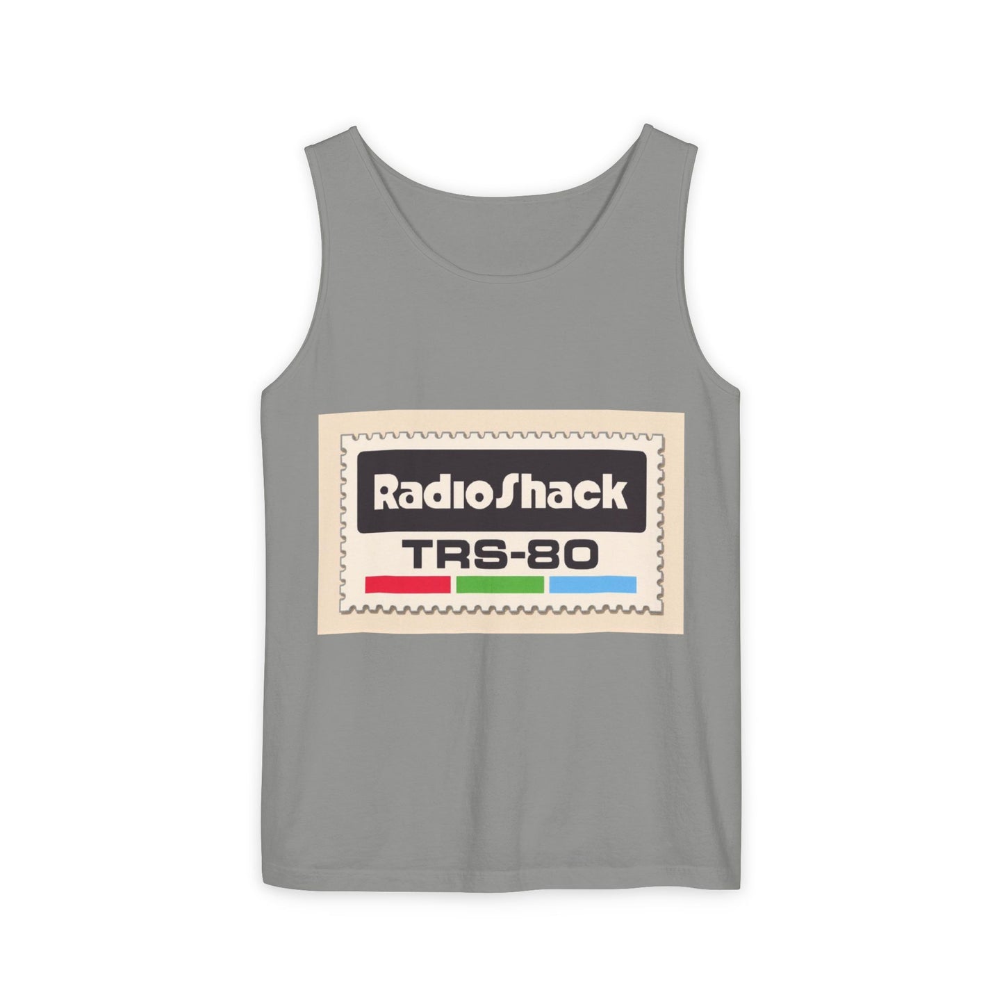 TRS-80 CoCo Themed Tank Top | Monochrome Art | Unisex Retro Graphic Tee for Tech Lovers, Summer Fashion, Gift for Nerds, Festival Wear, 80s Style