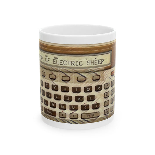 Vintage Computer Ceramic Mug | Classic Pocket Computer Print Art Color Design | "I DREAM OF ELECTRIC SHEEP" | Perfect for Tech Lovers