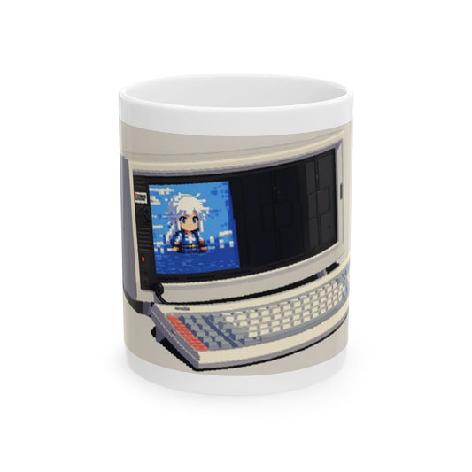 Vintage Computer Ceramic Mug | Luggable PC Modern Pixel Art Color Design | Perfect for Tech Lovers