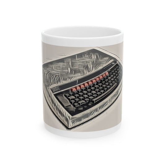 Vintage Computer Ceramic Mug | Classic Micro Computer Ink Art Monochrome Design | Perfect for Tech Lovers