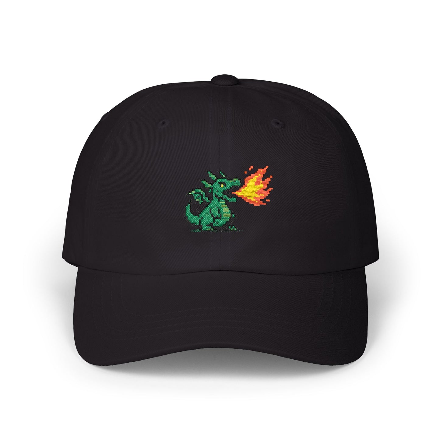 Pixel Dragon Dad Cap — Retro Gaming Fire-Breathing Dragon Baseball Hat