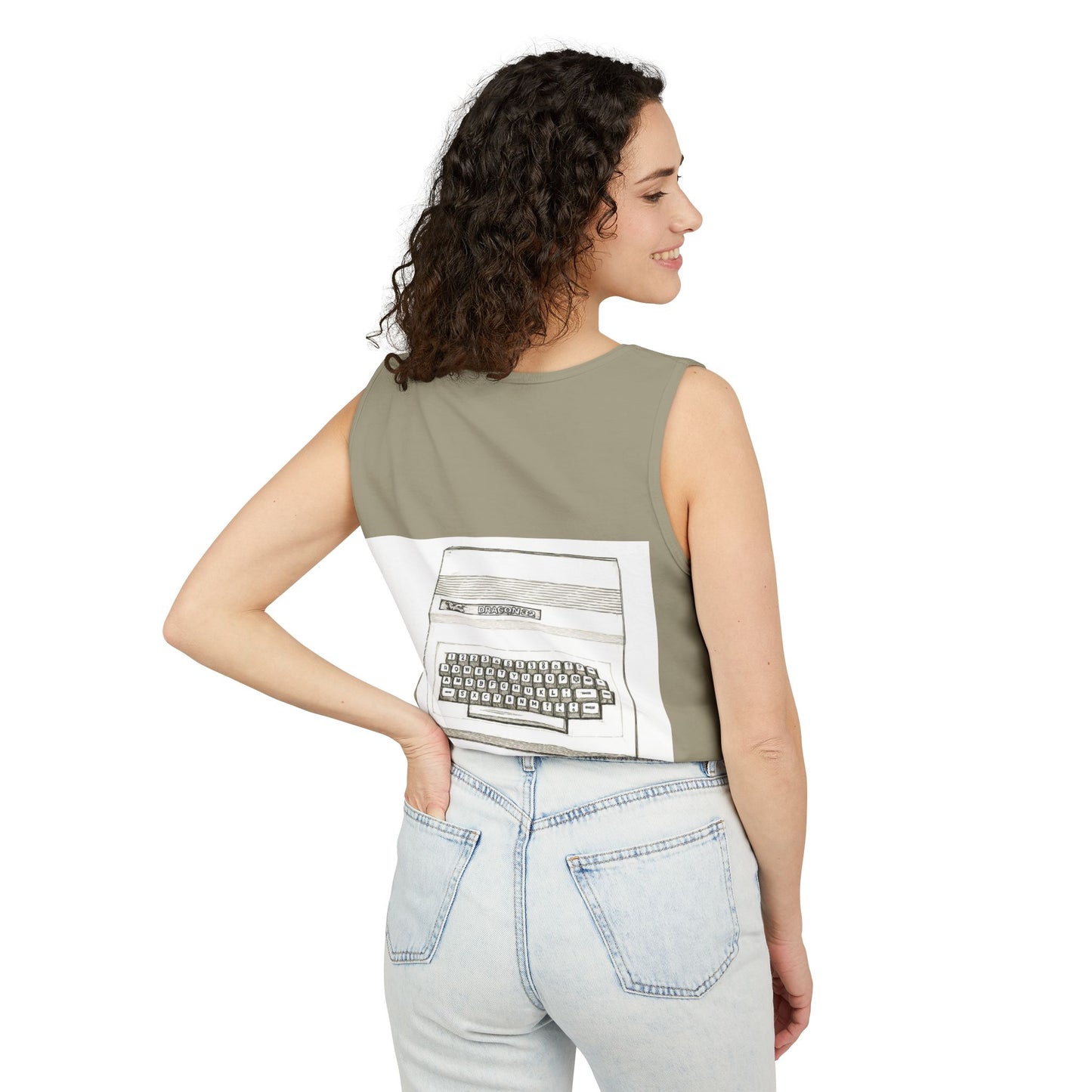 Classic 8 bit home computer inspired Tank Top | Monochrome Art | Unisex Retro Graphic Tee for Tech Lovers, Summer Fashion, Gift for Nerds, Festival Wear, 80s Style