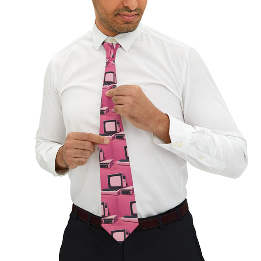 8 bit Computer Necktie | Vintage Style Accessory for Men, Gamer Gift, Formal Wear, Office Attire, Party Tie, Easter Celebration