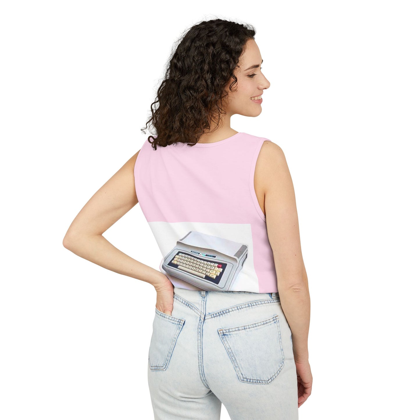 TRS-80 CoCo Themed Tank Top | Monochrome Art | Unisex Retro Graphic Tee for Tech Lovers, Summer Fashion, Gift for Nerds, Festival Wear, 80s Style