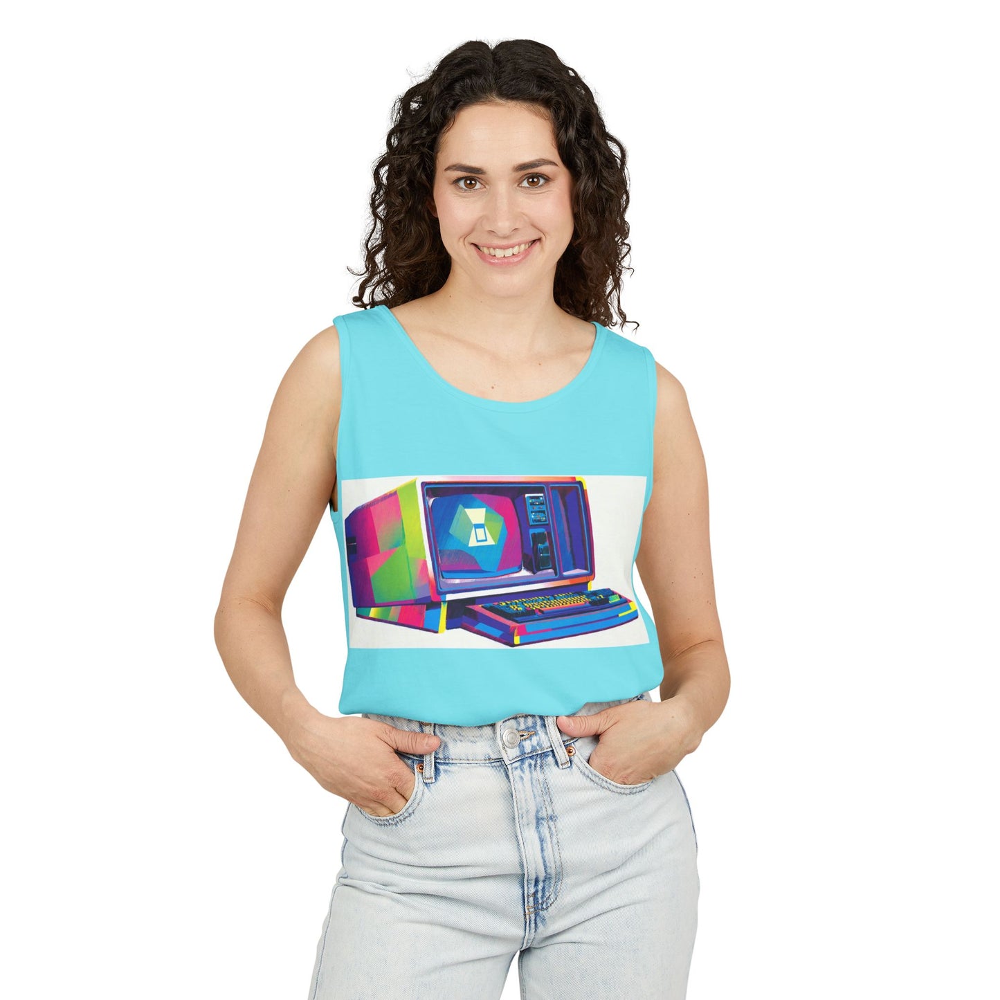 Business Machine Tank Top | Unisex Retro Graphic Tee for Tech Lovers, Summer Fashion, Gift for Nerds, Festival Wear, 80s Style