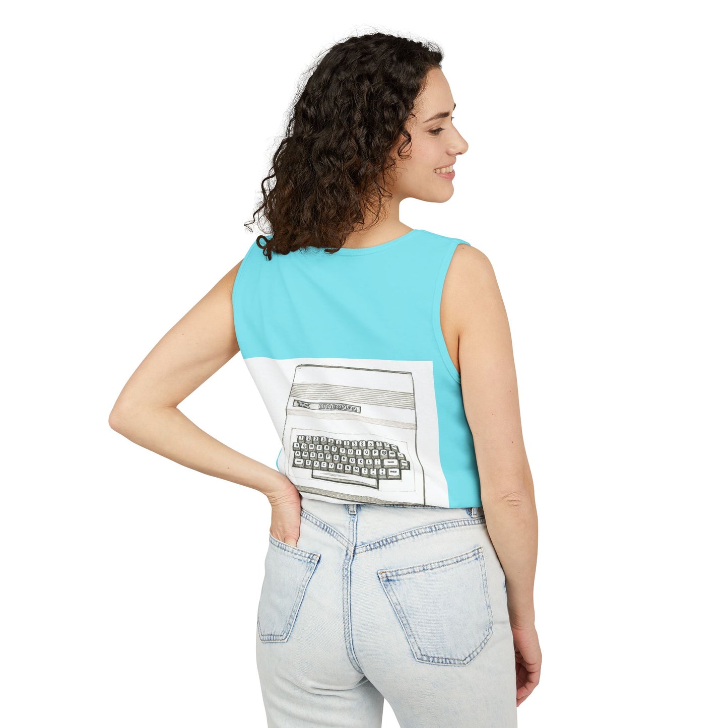 Classic 8 bit home computer inspired Tank Top | Monochrome Art | Unisex Retro Graphic Tee for Tech Lovers, Summer Fashion, Gift for Nerds, Festival Wear, 80s Style