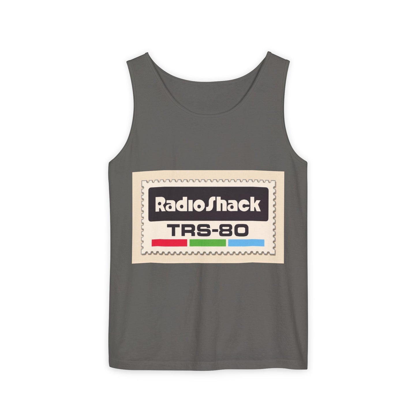 TRS-80 CoCo Themed Tank Top | Monochrome Art | Unisex Retro Graphic Tee for Tech Lovers, Summer Fashion, Gift for Nerds, Festival Wear, 80s Style