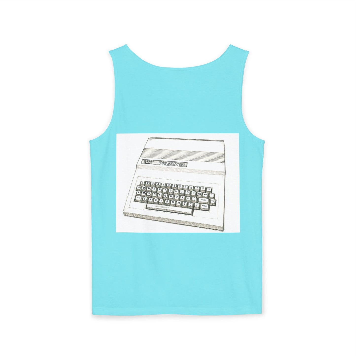 Classic 8 bit home computer inspired Tank Top | Monochrome Art | Unisex Retro Graphic Tee for Tech Lovers, Summer Fashion, Gift for Nerds, Festival Wear, 80s Style