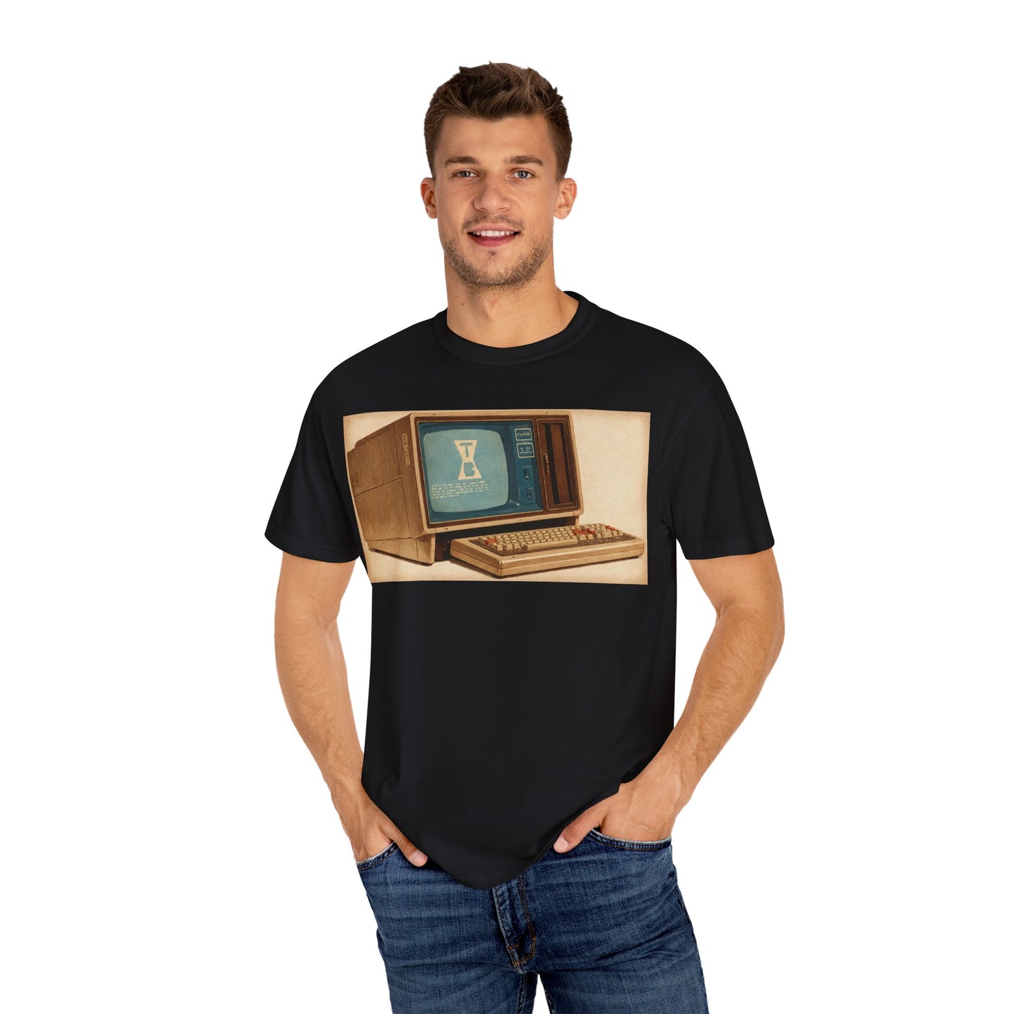 Classic Business Machine With Floppy Disk Bay T-Shirt - Mixed Art Sepia
