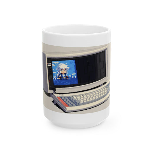 Vintage Computer Ceramic Mug | Luggable PC Modern Pixel Art Color Design | Perfect for Tech Lovers