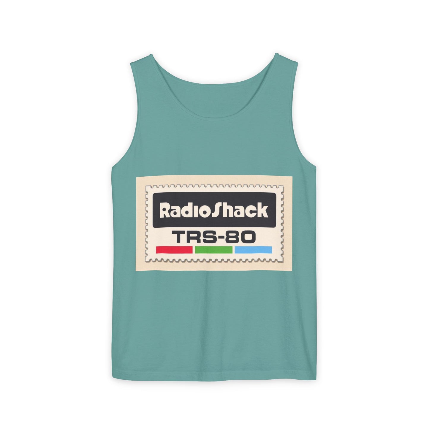 TRS-80 CoCo Themed Tank Top | Monochrome Art | Unisex Retro Graphic Tee for Tech Lovers, Summer Fashion, Gift for Nerds, Festival Wear, 80s Style