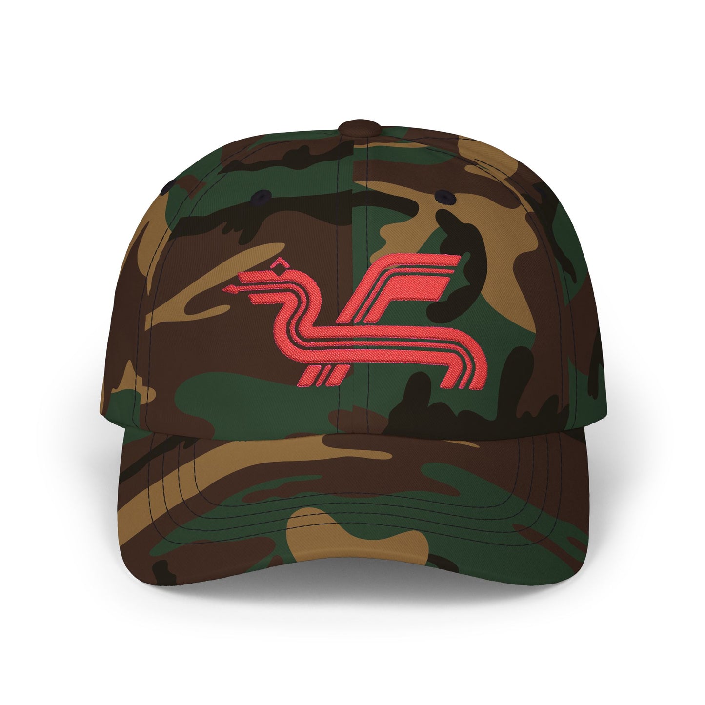 Dragon Computers Cap with Retro Red Winged Snake Logo - Vintage Athletic Baseball Hat