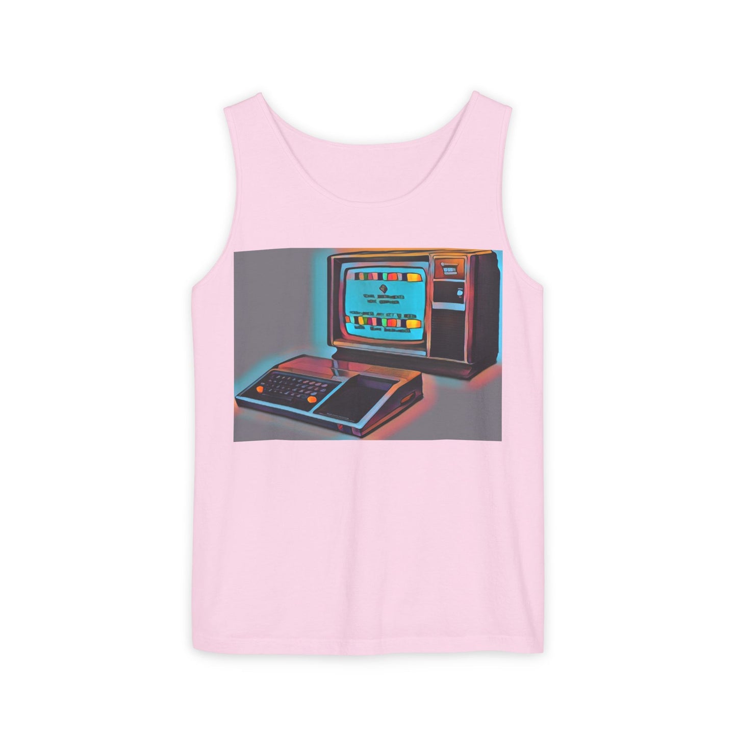 TI-99/4A Computer Inspired Tank Top | Print Art Color | Unisex Retro Graphic Tee for Tech Lovers, Summer Fashion, Gift for Nerds, Festival Wear, 80s Style