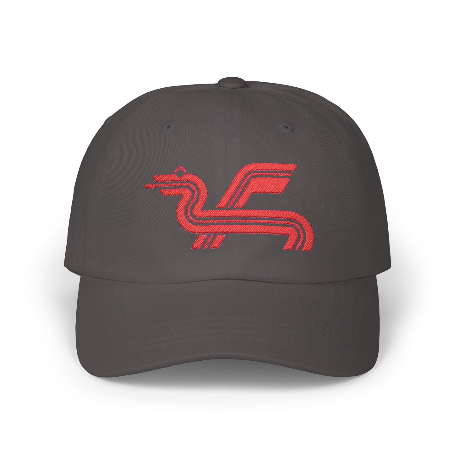 Dragon Computers Cap with Retro Red Winged Snake Logo - Vintage Athletic Baseball Hat
