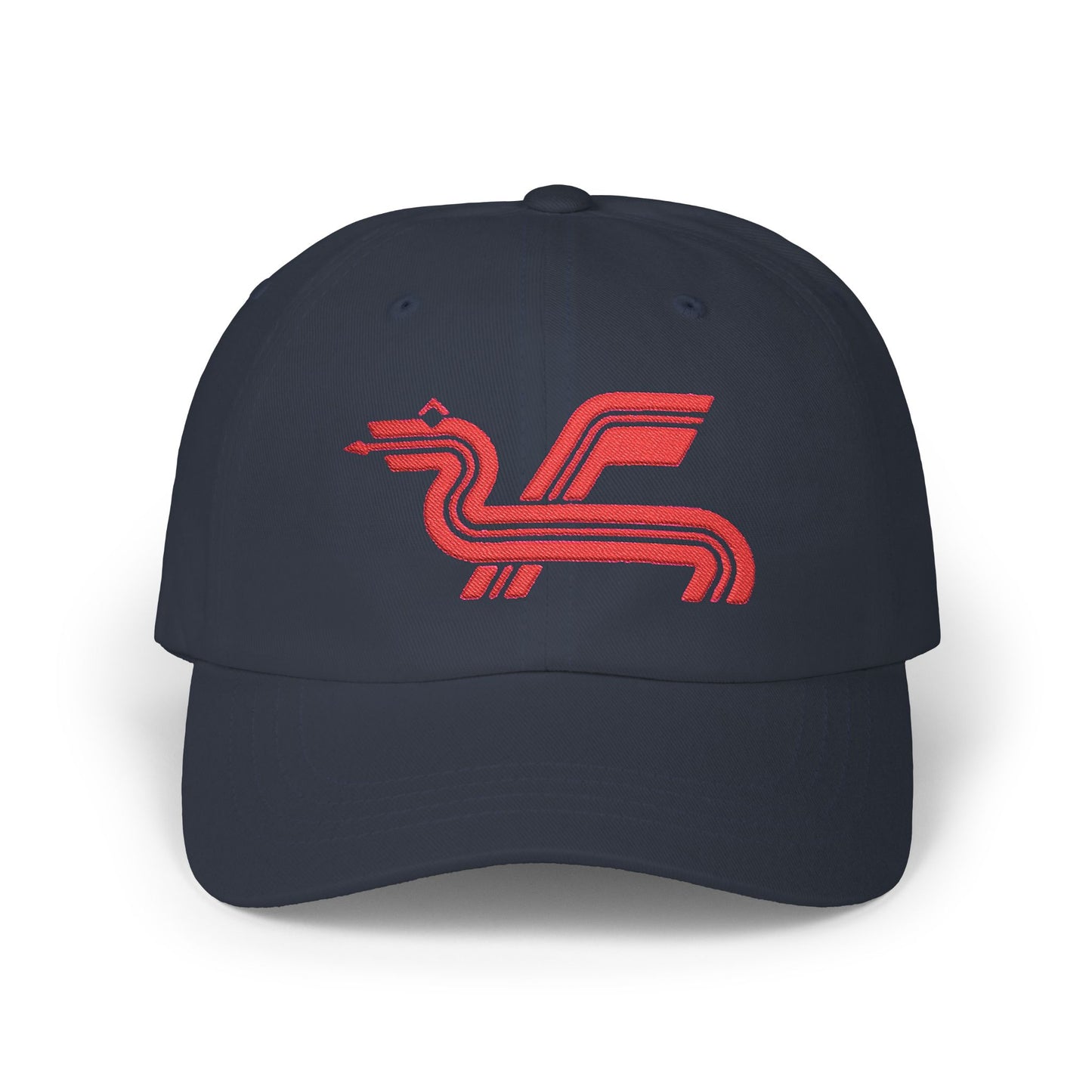 Dragon Computers Cap with Retro Red Winged Snake Logo - Vintage Athletic Baseball Hat