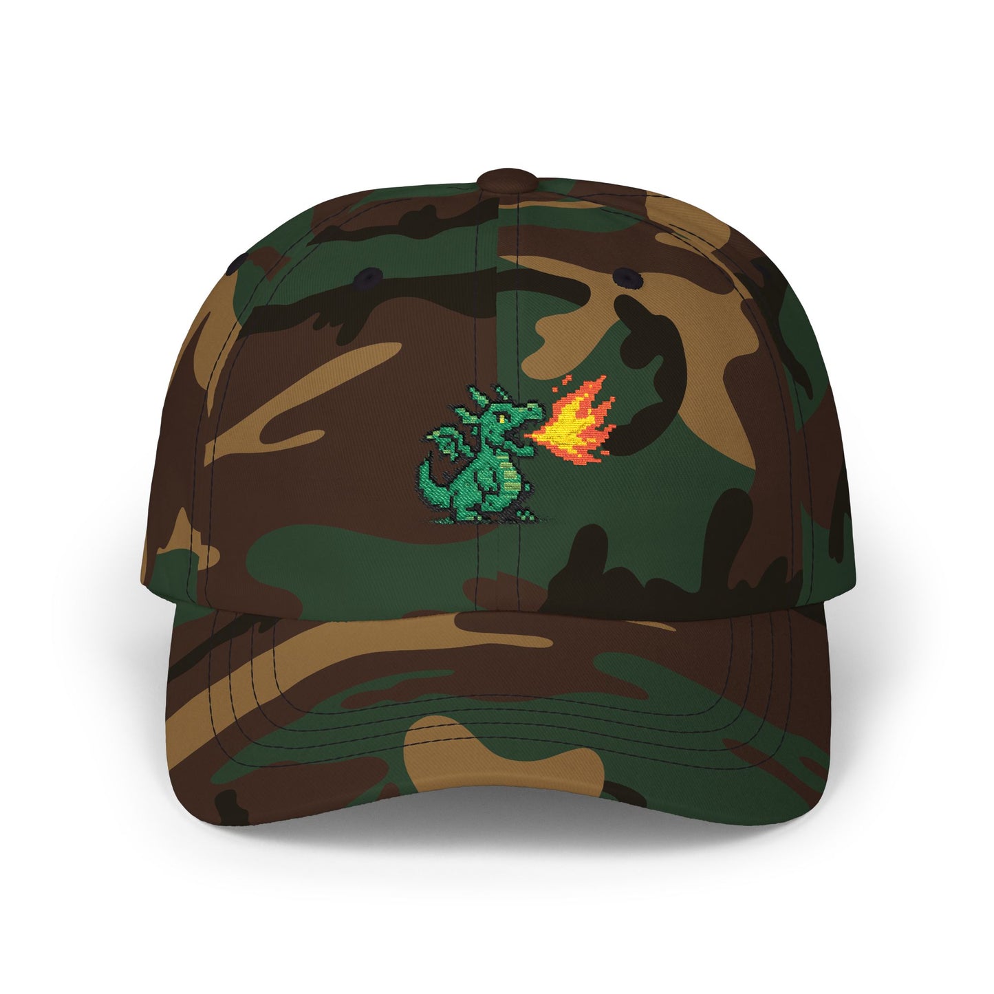 Pixel Dragon Dad Cap — Retro Gaming Fire-Breathing Dragon Baseball Hat