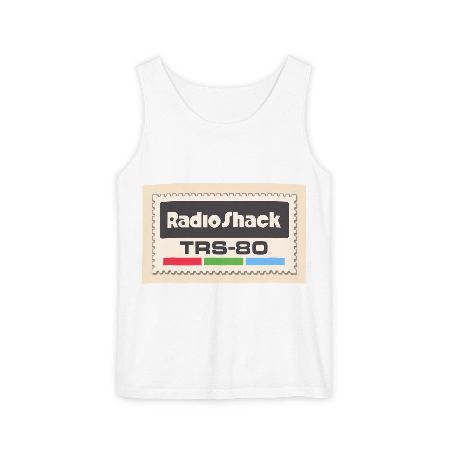 TRS-80 CoCo Themed Tank Top | Monochrome Art | Unisex Retro Graphic Tee for Tech Lovers, Summer Fashion, Gift for Nerds, Festival Wear, 80s Style