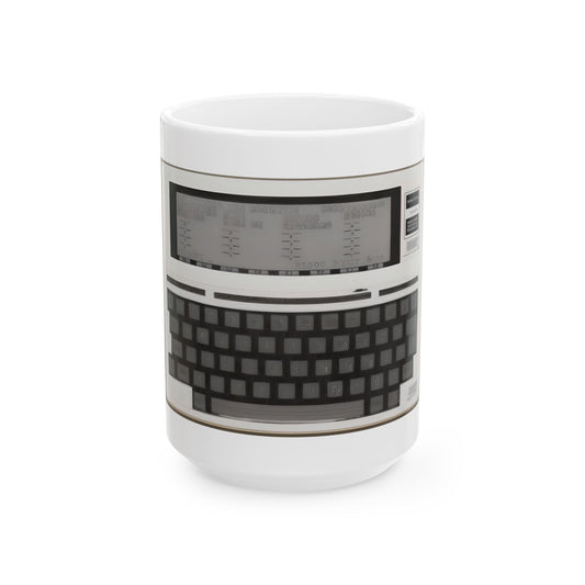 Vintage Computer Ceramic Mug | Classic Laptop Computer Print Art Monochrome Design | Perfect for Tech Lovers