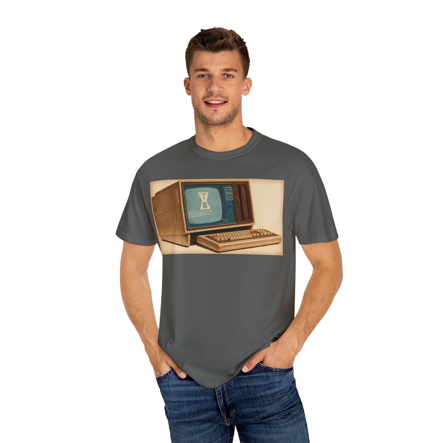 Classic Business Machine With Floppy Disk Bay T-Shirt - Mixed Art Sepia