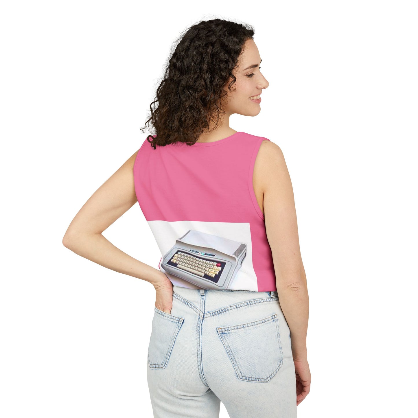 TRS-80 CoCo Themed Tank Top | Monochrome Art | Unisex Retro Graphic Tee for Tech Lovers, Summer Fashion, Gift for Nerds, Festival Wear, 80s Style