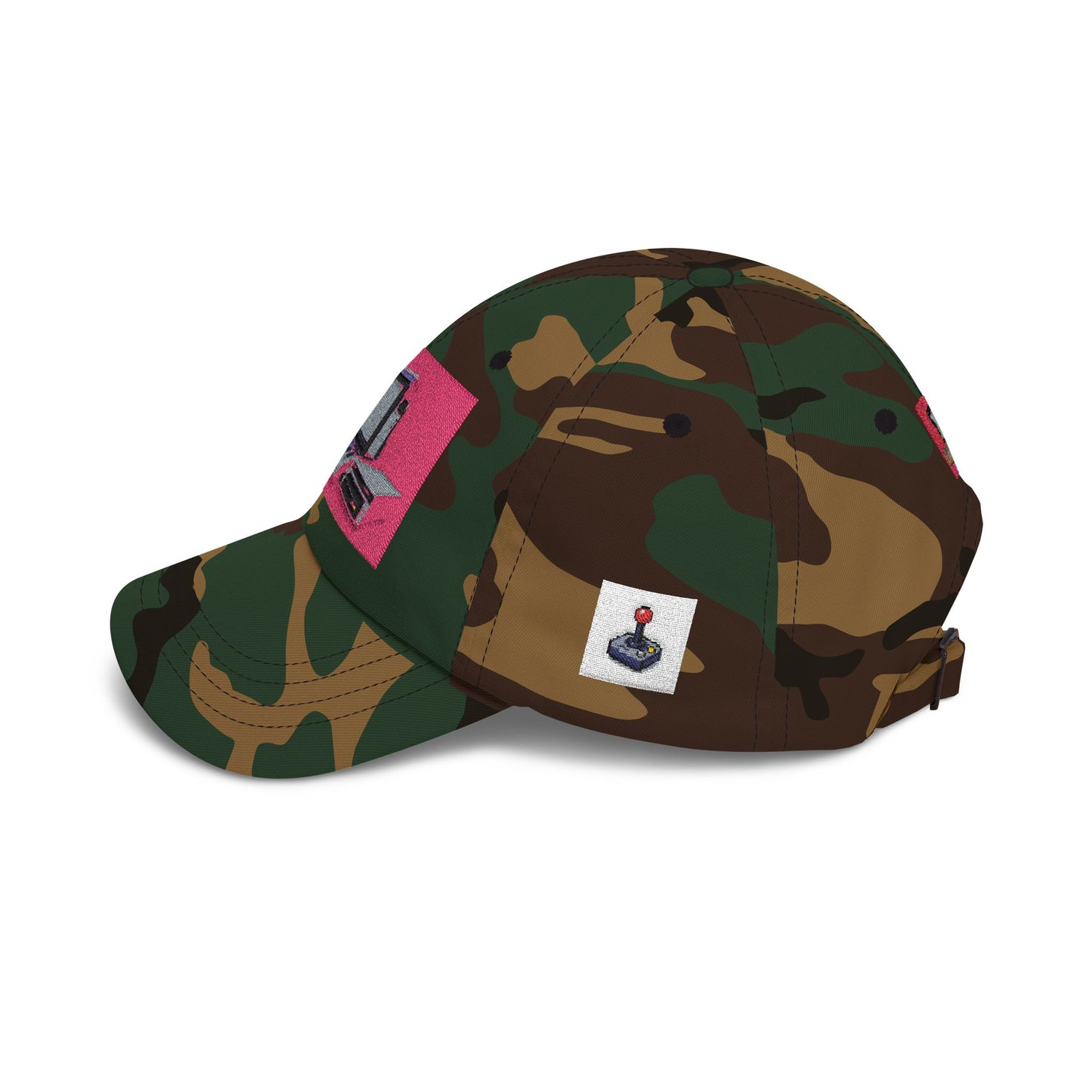 Game Controller Themed Computer Cap with Retro Red Winged Snake Logo - Vintage Athletic Baseball Hat